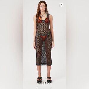 Forever 21 Sheer Netted Mesh Midi Dress